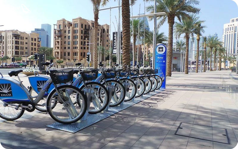 مسیر باغ گل دبی با دوچرخه استفاده از دوچرخه برای رسیدن به باغ گل دبی